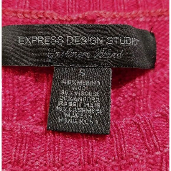 Express Womens Angora Cashmere Wool Blend Sweater Size Small Red - Picture 2 of 2